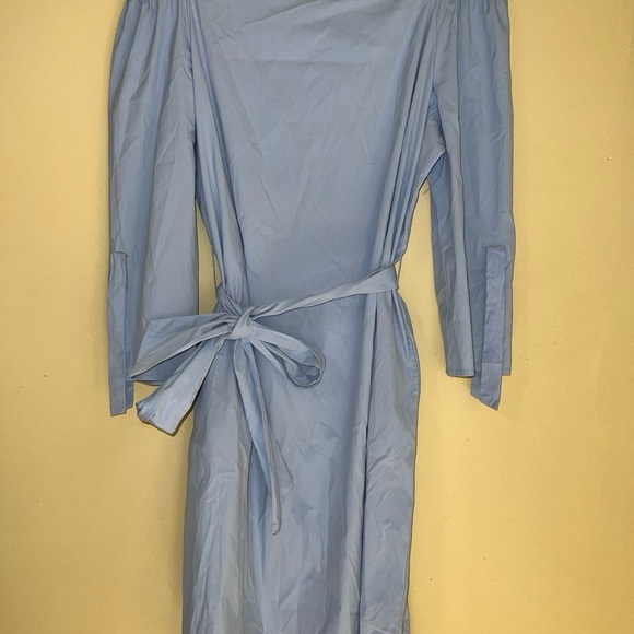 J. McLaughlin Tiegan Dress Off Shoulder Large Blue - Picture 2 of 4